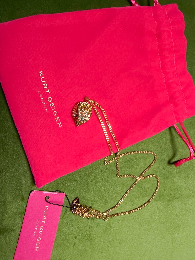Kurt Geiger London Gold Plated Rainbow Pav Crystal Eagle Head Necklace Nwt 79$